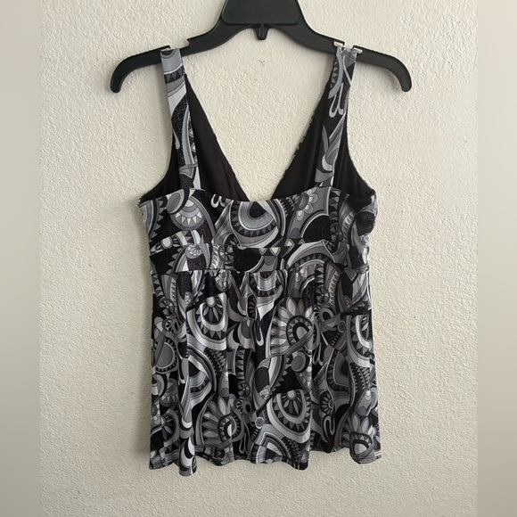 INC International ConceptsY2K Black and Grey Peplum Blouse SP - Picture 4 of 10